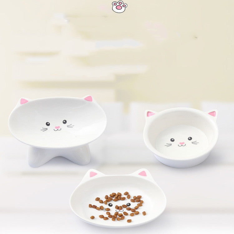 Ceramic Cat Face Bowl | Cute, Anti-Spill, Easy to Clean for Cats & Dogs