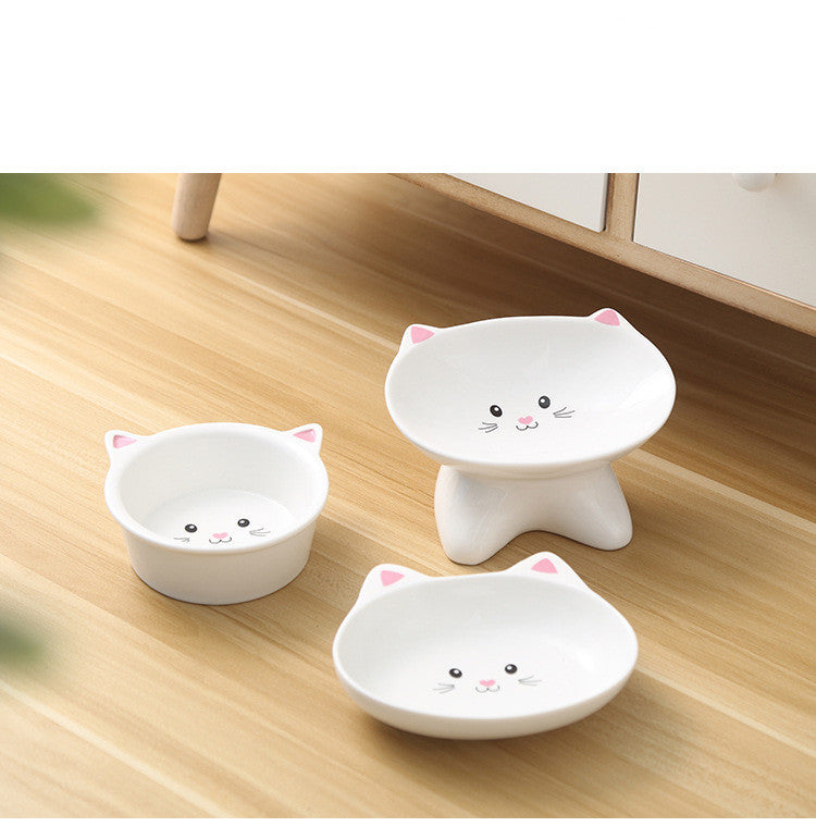 Ceramic Cat Face Bowl | Cute, Anti-Spill, Easy to Clean for Cats & Dogs