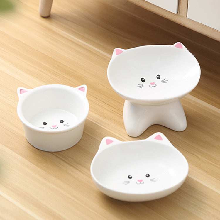 Ceramic Cat Face Bowl | Cute, Anti-Spill, Easy to Clean for Cats & Dogs