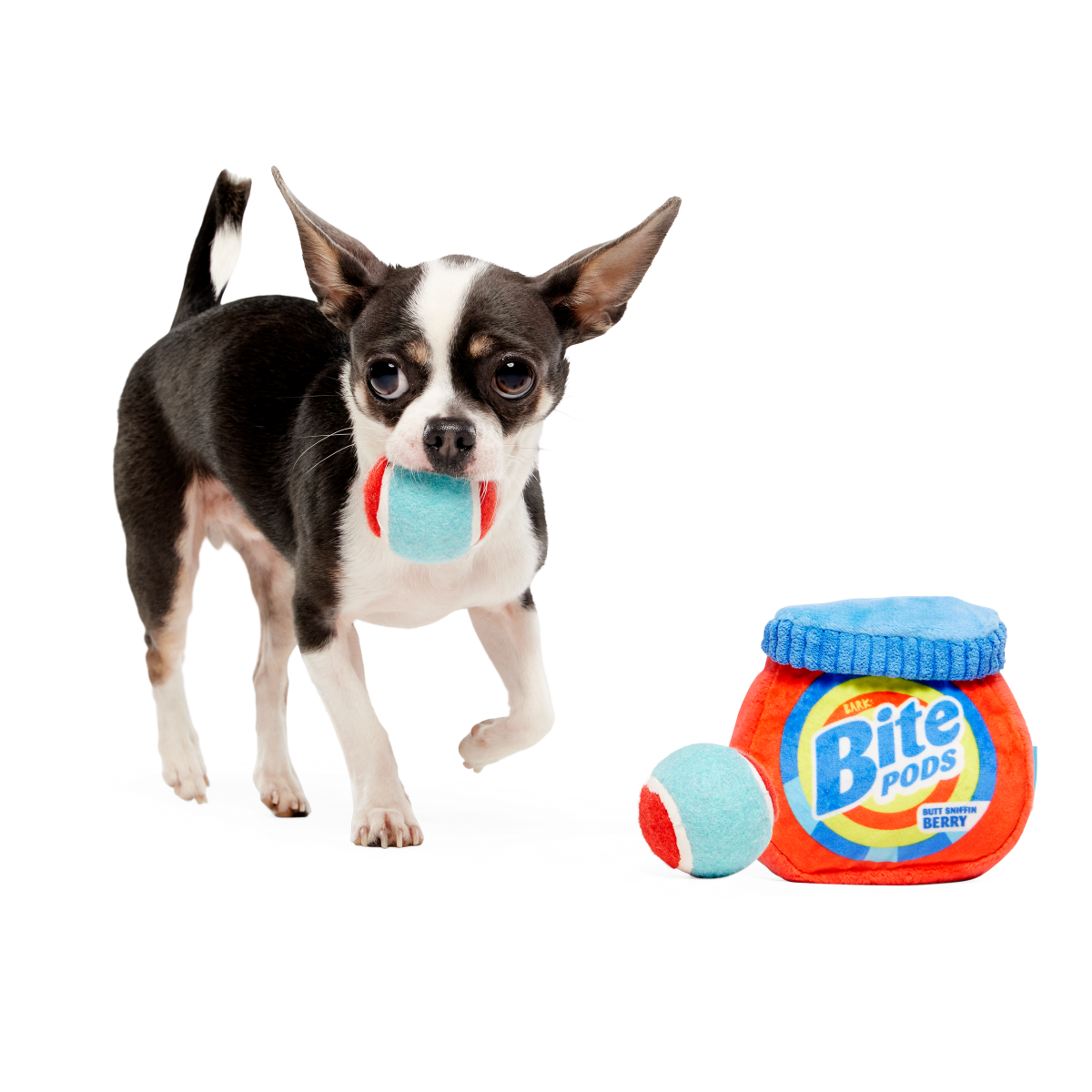 Bite Pods Plush Multi-Part + Fetch + Enrichment Dog Toy