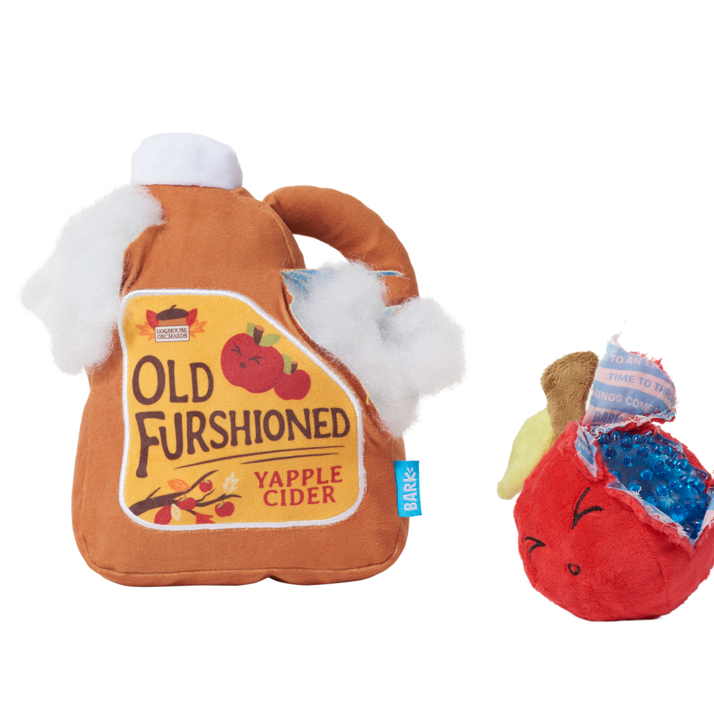 Old Furshioned Yapple cider Plush 2-in-1 Rip and Reveal Dog Toy