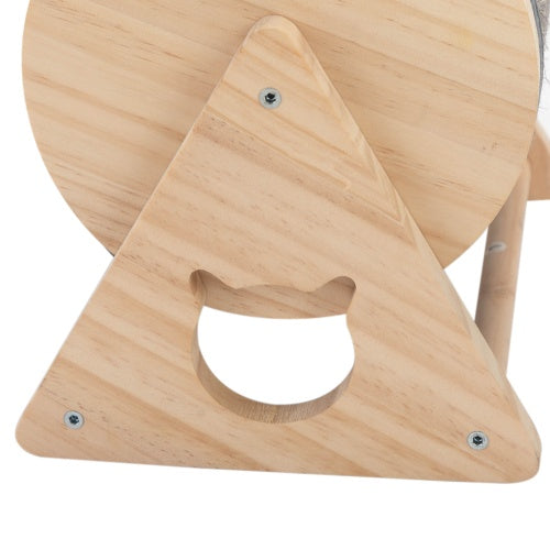 Wooden Cat Scratching Post | 360° Rotating Cat Toy with Bell, Natural Wood Finish, For Indoor Cats & Kittens